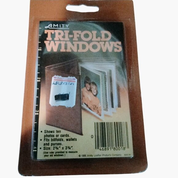 Amity Tri Fold Wallet Insert Card Holder Windows Photo Billfold Vintage USA 1986 - Picture 1 of 2